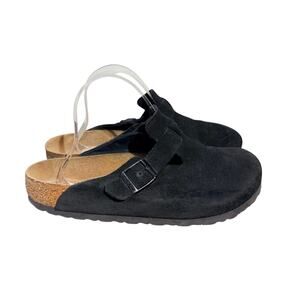 Birkenstock Boston Soft Footbed Clogs Size 40 Women's 9 Black Suede Leather